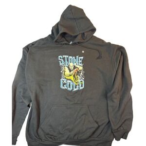 WWE Stone Cold Hoodie Mens 3XL Black Graphic Pullover Sweatshirt Wrestling